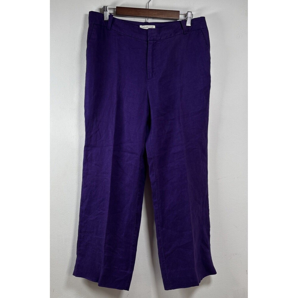 Coldwater Creek Purple Linen Pants Women’ 12 Straight Leg Casual coastal grandma